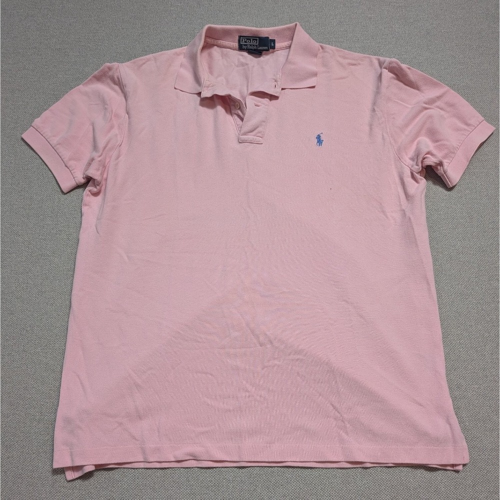 Polo Ralph Lauren Men's Pink Pique Polo Shirt Size L Cotton Pony